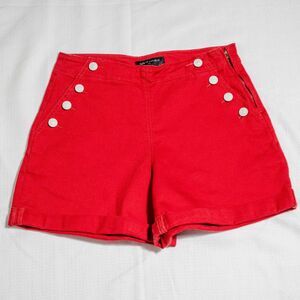 Banana Republic Red High Waisted Sailor Shorts Button Detail Size 26/2